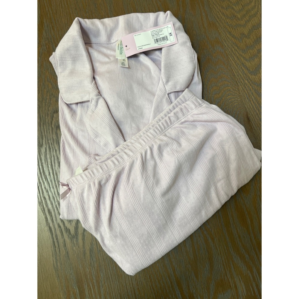 Wild Fable Pale Orchid Pointelle Pajama Set 2X Plus Size Short Sleeve Shorts NWT - Picture 4 of 4